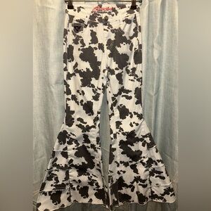 Cow Print Flared Kids Jeans